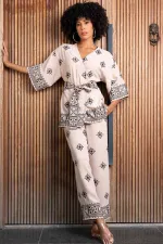 Mısırlı Kadın Kimono Takım Espresso