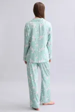 Mısırlı Kadın Bambu Pijama Takımı Çağla Yeşili