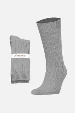 Chaussettes d'hiver unisexes en coton bio égyptien gris