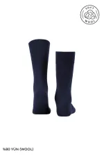 Men's Wool Single Derby Socks Navy Blue