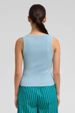 Mısırlı Kadın Pamuklu Kaşkorse Ön Patlı Atlet Açık Mavi