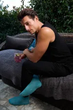 Men's 10% Silver Single Socket Socks Pastel Blue