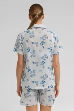 Mısırlı Kadın Pamuk Gömlek Pijama Beyaz