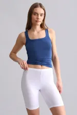 Mısırlı Modal By TENCEL U HELEN Kalın Askılı Long T-Shirt / Atlet Gece Mavisi