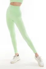 Mısırlı Kadın Uzun Kollu Spor Tayt Takımı Fıstık Yeşili