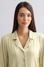 Chemise égyptienne à manches longues en modal, vert sauge