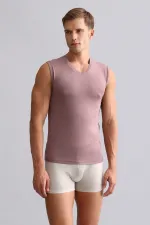 Mısırlı Modal By TENCEL HERCULES Slim Fit V Yaka Sporcu Atlet / T-Shirt Lavender