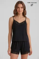 Egyptian Women's Viscose Shorts Set Black Egyptian Women's Viscose Shorts Set Black