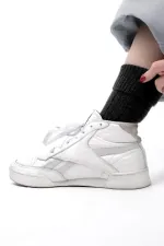 Mısırlı Women's Sheep Wool Single Curved Sock Black