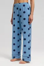 Mısırlı Kadın Modal Örme Puantiyeli Pijama Alt / Pantolon Bebe Mavisi