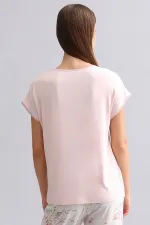 Mısırlı Kadın Örme Kısa Kol T-Shirt Açık Pembe