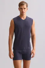 Mısırlı ORGANIC Pamuklu ZEUS LUXURY Regular Fit V Yaka Sporcu Atlet / T-Shirt Antrasit