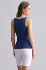 Mısırlı Modal By TENCEL U HELEN Kalın Askılı Long T-Shirt / Atlet Gece Mavisi