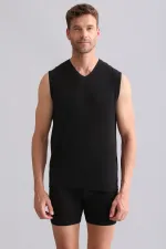 Mısırlı BAMBU ZEUS Regular Fit V Yaka Sporcu Atlet / T-Shirt Siyah