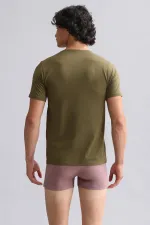 Mısırlı BAMBU HERCULES Slim Fit V Yaka Fanila / T-Shirt Koyu Haki