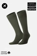 Chaussettes hautes unisexes en coton biologique égyptien, kaki, pour aviateur et pilote, avec technologie de serrage spéciale.