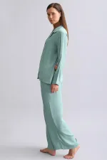 Ensemble de pyjama en bambou pour femme, style égyptien, vert clair
