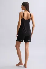 Women's Modal Thin Strap Pajama Top Black