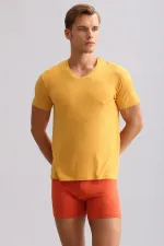 Mısırlı ORGANIC Cotton ZEUS LUXURY Regular Fit V-Neck Undershirt/T-Shirt Mustard