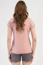 Mısırlı Kadın Viskon Kısa Kollu Şort Pijama Takımı Toz Pembe