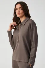 Mısırlı Kadın Pijama Takımı Kahverengi