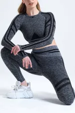Mısırlı Women's Hip Shaping Circle Crop Leggings Set Grey