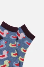 Mısırlı Unisex Pamuklu 3 Çift Ördek Desenli Çocuk Patik Çorap Ördek Desenli