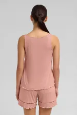 Mısırlı Kadın Örme Askılı Short Takım Somon