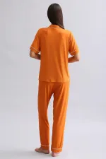 Mısırlı Kadın Modal Kısa Kollu Gömlek Pas Kırmızı