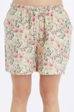 Mısırlı MÜSLİN Pamuklu Çiçekli Şort Pembe