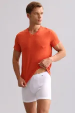 Mısırlı ORGANIC Cotton ZEUS LUXURY Regular Fit V-Neck Undershirt/T-Shirt Rust Red