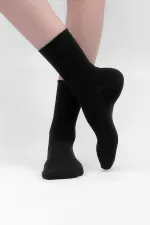 Mısırlı Kadın Bambu Tekli Diabetiker Lastiksiz Soket Çorap Siyah
