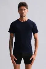 Mısırlı Modal By TENCEL HERCULES Slim Fit Bisiklet Yaka Fanila / T-Shirt Lacivert