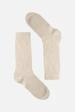 Mısırlı Kadın Kaşmir Tekli Soket Çorap Bej