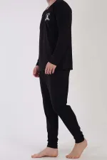 Ensemble pyjama égyptien noir à manches longues en coton pour homme