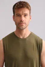 Mısırlı BAMBU ZEUS Regular Fit Bisiklet Yaka Sporcu Atlet / T-Shirt Koyu Haki