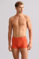 Boxer ZEUS LUXURY en coton biologique égyptien, coupe classique, emblème métallique, rouge rouille