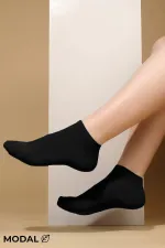 MODAL Kadın Kutulu 7 Çift Patik Çorap Siyah