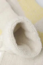 Mısırlı Unisex Alpaka Yünü Havlu Kışlık Soket Çorap Ekru/Sarı