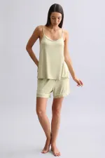 Haut de pyjama à fines bretelles en modal pour femme, vert sauge