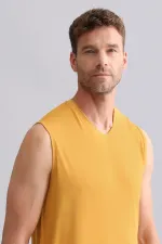 Mısırlı BAMBU ZEUS Regular Fit V Yaka Sporcu Atlet / T-Shirt Hardal