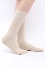 Mısırlı Kadın Modal Kaşmir Tekli Soket Çorap Taş Rengi