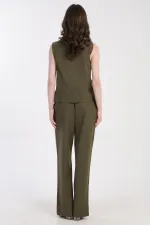 Ensemble gilet en coton tissé pour femme égyptienne, kaki