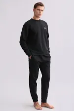 Ensemble pyjama noir à manches longues en coton pour homme, d'origine égyptienne.