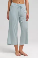 Mısırlı Kadın Pamuk Kapri Pijama Açık Mavi