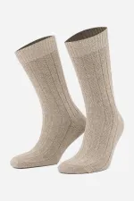 Mısırlı Men's Alpaca Wool 2 Pairs Ankle Socks Beige/Brown
