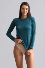 Mısırlı Modal By TENCEL BRITT Crew Neck Long Sleeve Undershirt / Sweatshirt Fit Green