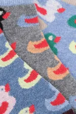 Mısırlı Unisex Pamuklu 3 Çift Ördek Desenli Çocuk Patik Çorap Ördek Desenli
