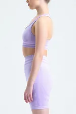 Mısırlı Kadın Kalça Toparlayıcı Çemberli Bralet-Şort Tayt Takımı Lila