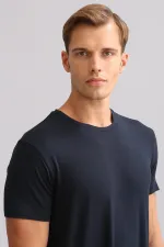 Mısırlı BAMBOO ZEUS LUXURY Regular Fit Crew Neck Undershirt/T-Shirt Navy Blue